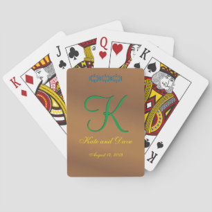 Bronze Pecan 3d Monogram Playing Cards
