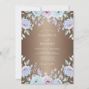 Bronze Periwinkle Painted Wedding Invitation