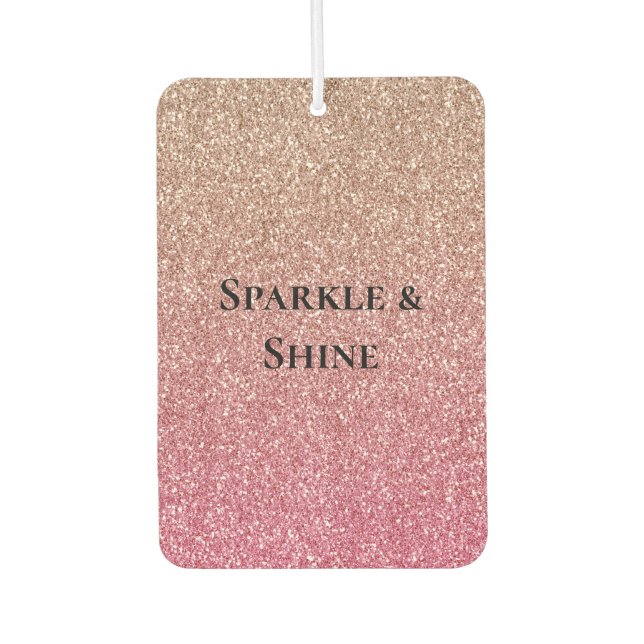 Bronze Pink Faux Glitter Car Air Freshener (Front)