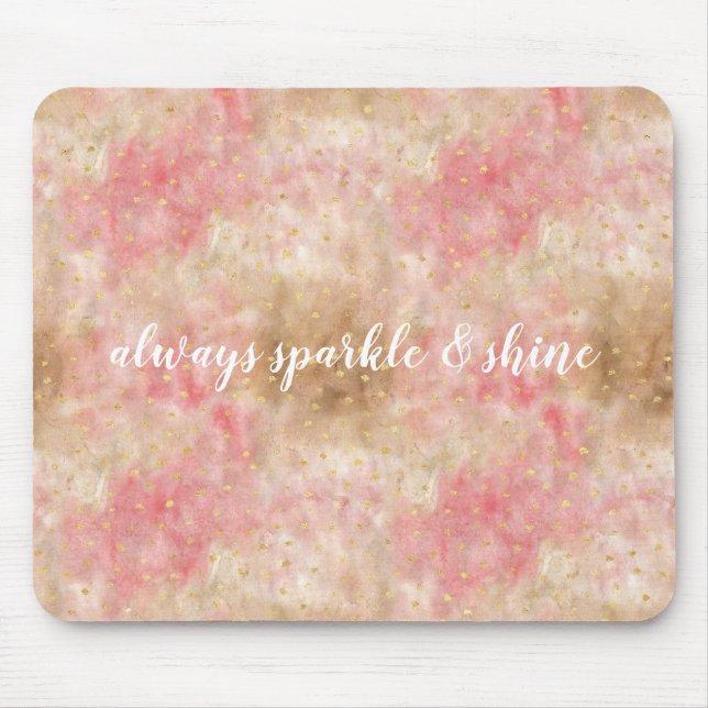 Bronze Pink Gold Watercolor Confetti Mouse Mat (Front)