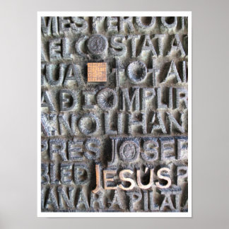 Bronze Plaque Jesus Sagrada Familia Photo Poster
