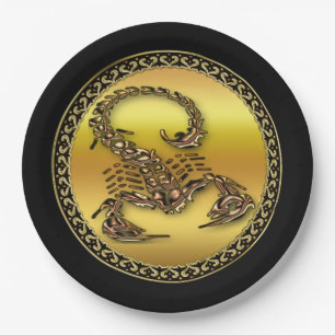 Bronze Poisonous scorpion very venomous insect Paper Plate