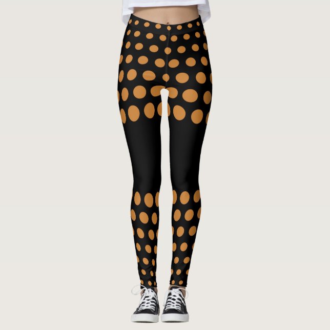 Bronze Polka Dot Pattern Leggings (Front)