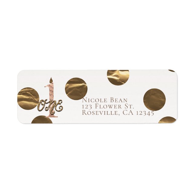 Bronze Polka Dots Rose Gold ONE 1 1st Birthday (Front)