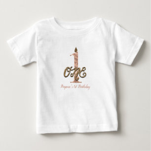Bronze Polka Dots Rose Gold ONE 1 1st Birthday Baby T-Shirt