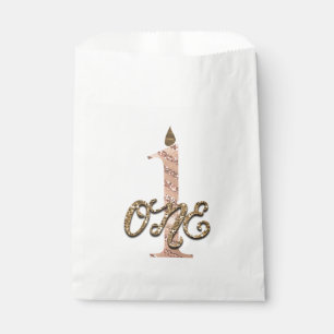 Bronze Polka Dots Rose Gold ONE 1 1st Birthday Favour Bags