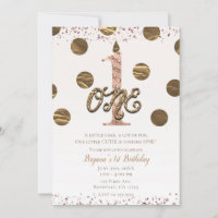 Bronze Polka Dots Rose Gold ONE 1 1st Birthday