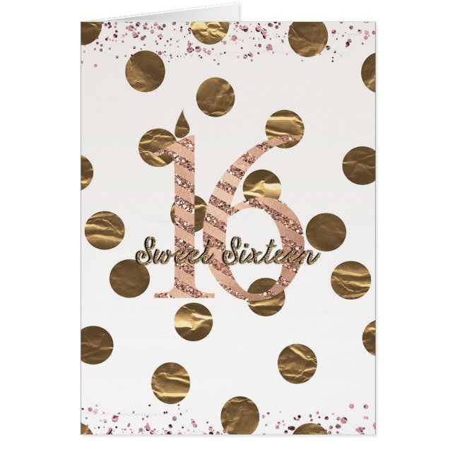 Bronze Polka Dots Rose Gold Sweet 16 Birthday (Front)