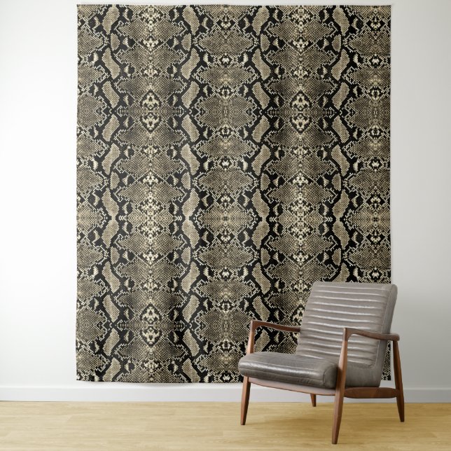 Bronze Python Exotic Snakeskin Backdrop Tapestry (In Situ)