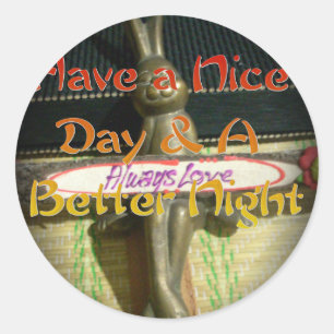 Bronze Rabbit Sculpture with Inspirational Quotes  Classic Round Sticker