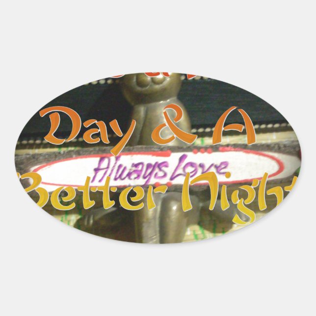 Bronze Rabbit Sculpture with Inspirational Quotes  Oval Sticker (Front)