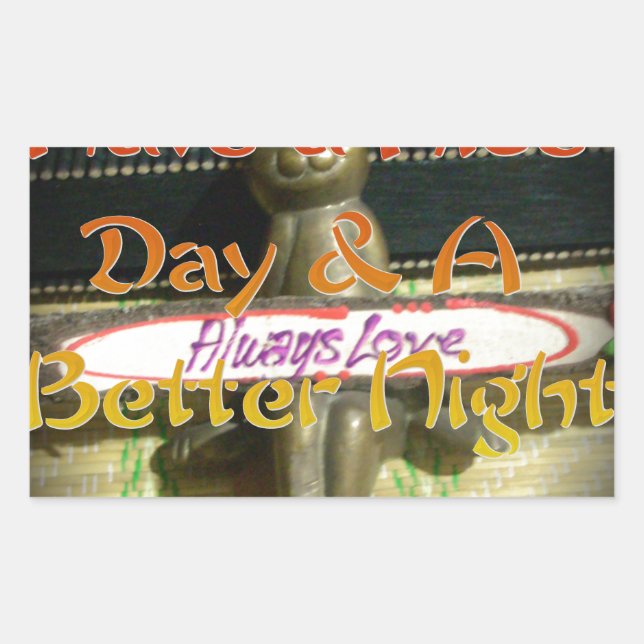 Bronze Rabbit Sculpture with Inspirational Quotes  Rectangular Sticker (Front)