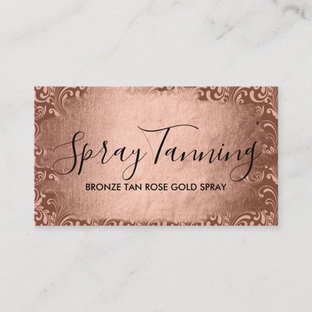 Bronze Rose Gold Swirl Spray Tan Business Card (Front)