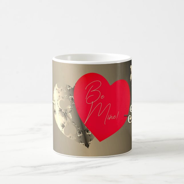 Bronze Rose Red Heart Valentine's Day Magic Mug (Center)