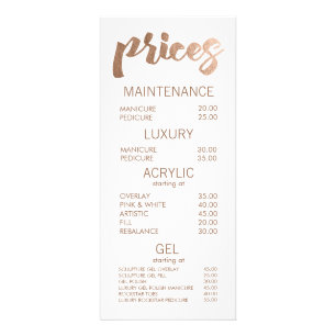 Bronze Salon Retail Menu Price List Template Cards