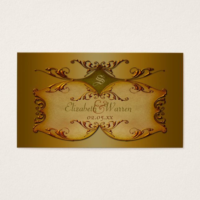 Bronze Scrolls Wedding Favour Tag (Front)