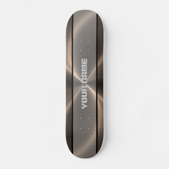 Bronze Shiny Stainless Steel Metal 2 Skateboard (Front)