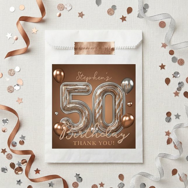 Bronze Silver Metallic 50th Birthday Thank You Favour Bags (Creator Uploaded)