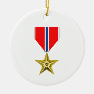 BRONZE STAR MEDAL CERAMIC TREE DECORATION