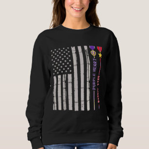 Bronze Star Purple Heart Medal Award Us Flag Veter Sweatshirt