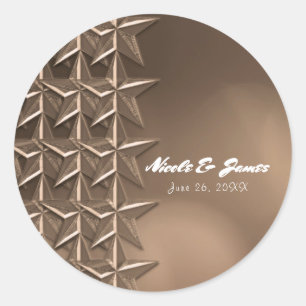 Bronze Stars & Elegant Bokeh Lights Chic Favour Classic Round Sticker