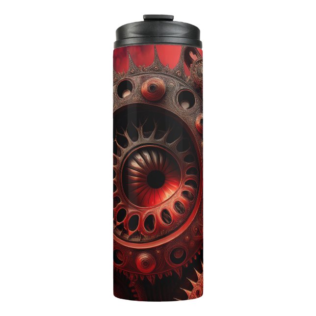 Bronze Steampunk Mandelbrot Fractal Thermal Tumbler (Front)