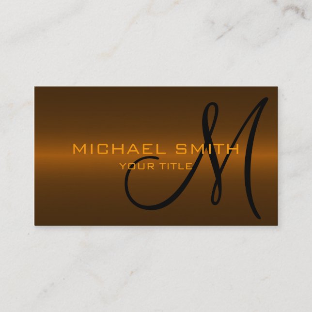 Bronze Steel Metal Monograms Business Card (Front)