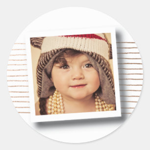 Bronze Stripes Christmas Photo Frame Sticker