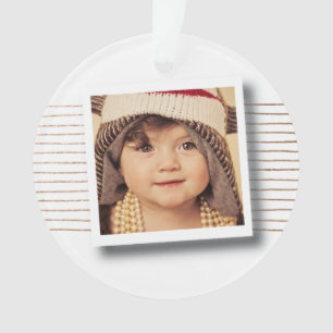 Bronze Stripes Christmas Photo Tree Frame Ornament