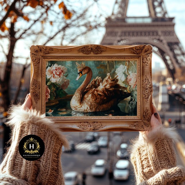 Bronze Swan with Crown and Pink Florals Decoupage  Tissue Paper (Creator Uploaded)