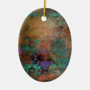 Bronze, Teal, Purple Abstract Ceramic Tree Decoration