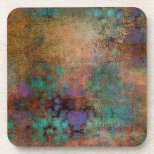 Bronze, Teal, Purple Abstract Coaster