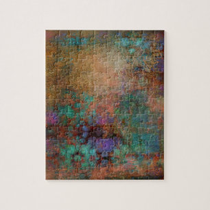 Bronze, Teal, Purple Abstract Jigsaw Puzzle