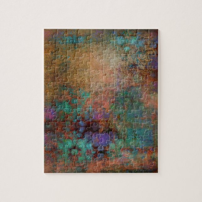 Bronze, Teal, Purple Abstract Jigsaw Puzzle (Vertical)