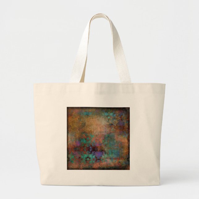 Bronze, Teal, Purple Abstract Large Tote Bag (Front)