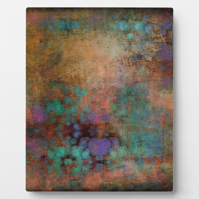 Bronze, Teal, Purple Abstract Plaque (Front)