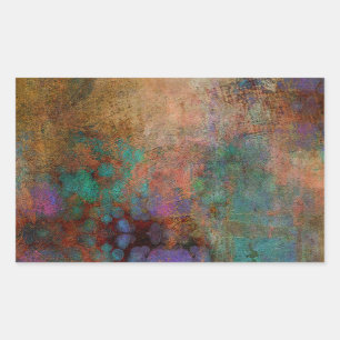 Bronze, Teal, Purple Abstract Rectangular Sticker
