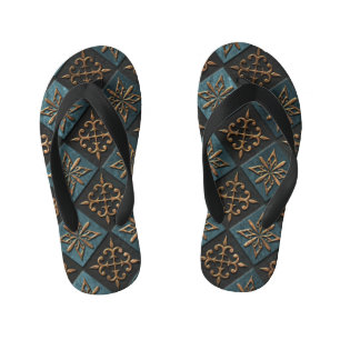 Bronze texture with carving pattern. kid's flip flops