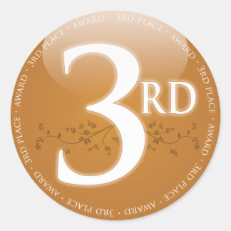 Bronze Third Place (3rd) Award Classic Round Sticker