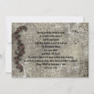 Bronze Thorn Roses Goth Steampunk Wedding Invitation