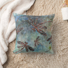 Bronze Tipped Dragonflies Magic Sky Cushion