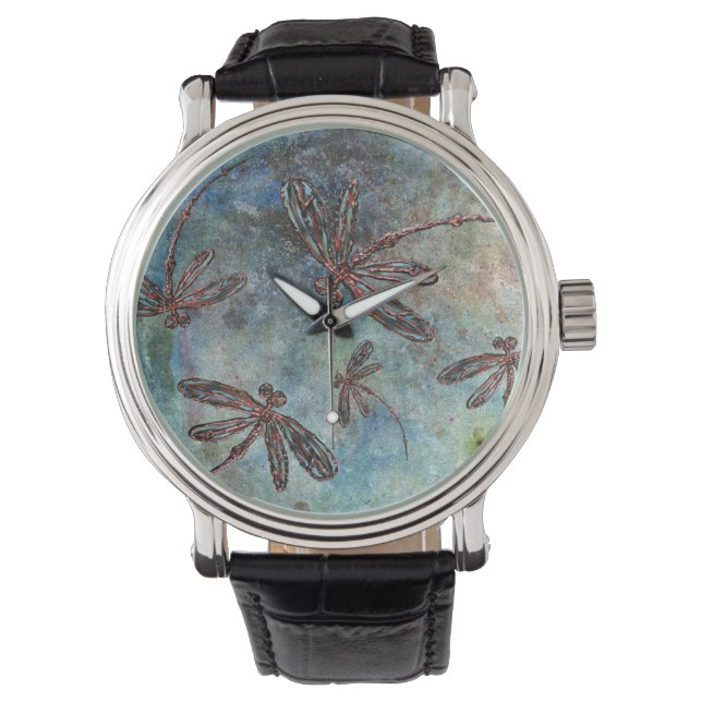 Bronze Tipped Dragonflies on a Magic Sky. Watch (Front)