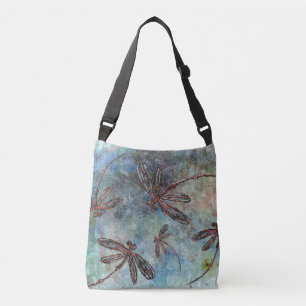 Bronze Tipped Dragonflies on Starry Sky Crossbody Bag
