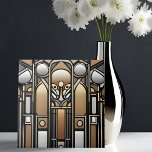 Bronze tone and Silver Tone Art Nouveau Tile<br><div class="desc">Geometric shapes and arches blend with more organic shapes in this contemporary artwork inspired by the Art Nouveau movement. The metallic bronze and silver look is a digital effect. This art was imagined with AI.</div>