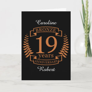 Bronze traditional wedding anniversary 19 years card