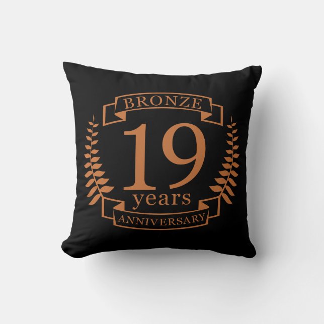 Bronze traditional wedding anniversary 19 years cushion (Front)