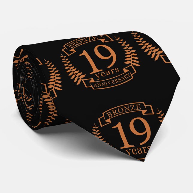 Bronze traditional wedding anniversary 19 years tie (Rolled)