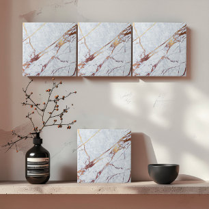  Bronze Veined White Marble ID1182b Tile
