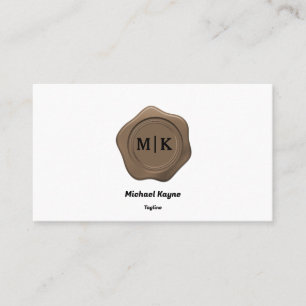 Bronze Wax Seal on Black & White Business Card