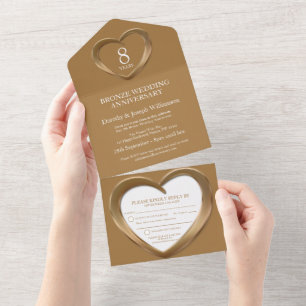 Bronze wedding anniversary 8 years party event all all in one invitation